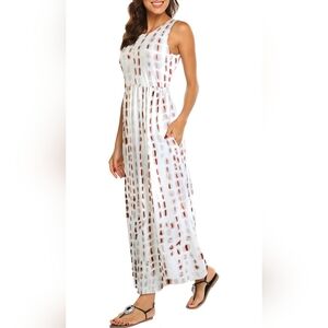 Women's Summer Sleeveless Striped Flowy Casual Long Maxi Dress with Pockets